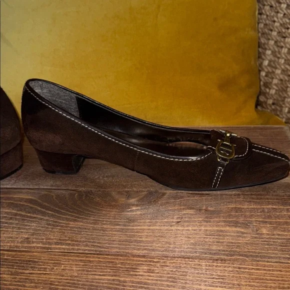 Etienne Aigner Espresso Loafers with Gold Accents - Picture 5 of 12